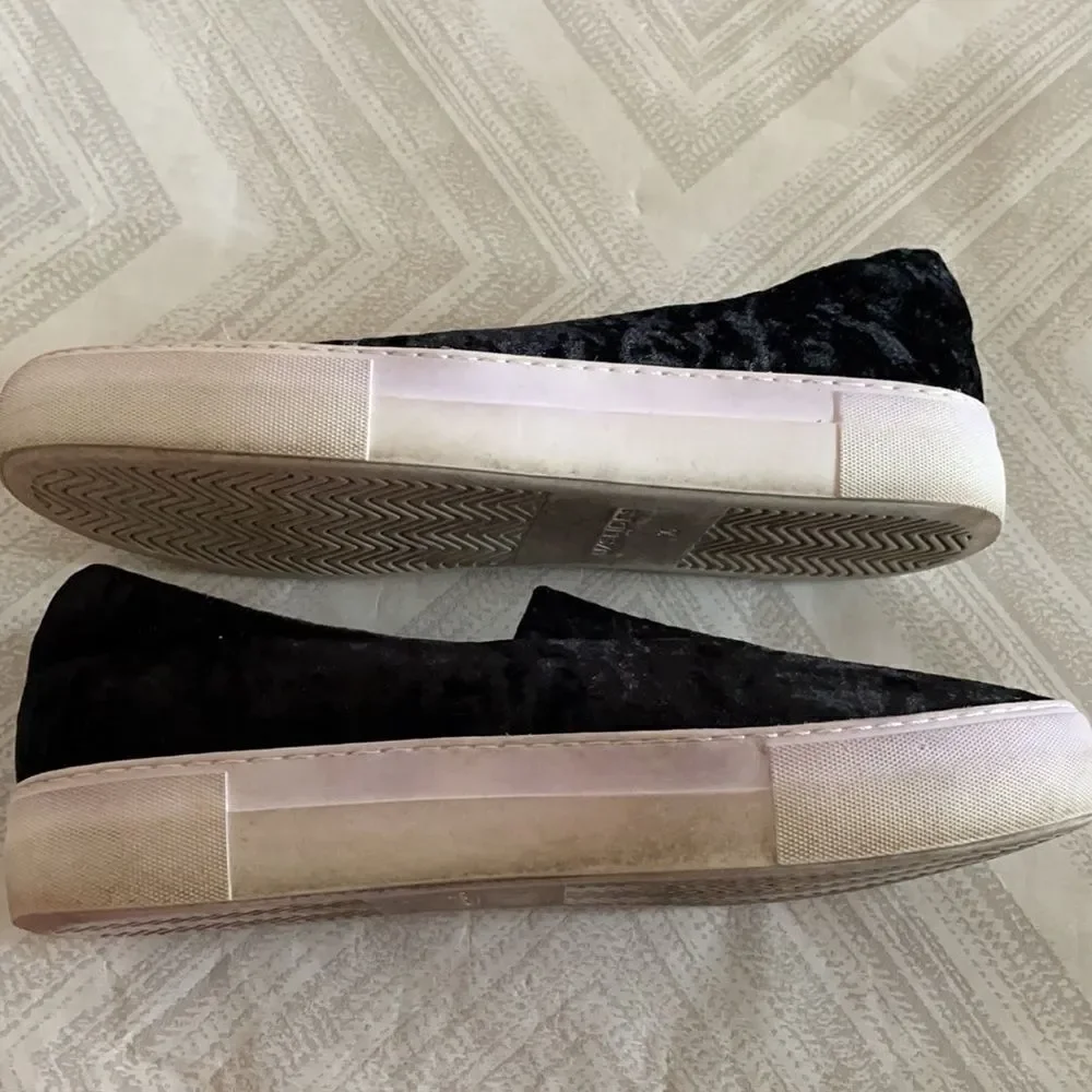 J Slides Angel Black Velvet Slip on Sneakers